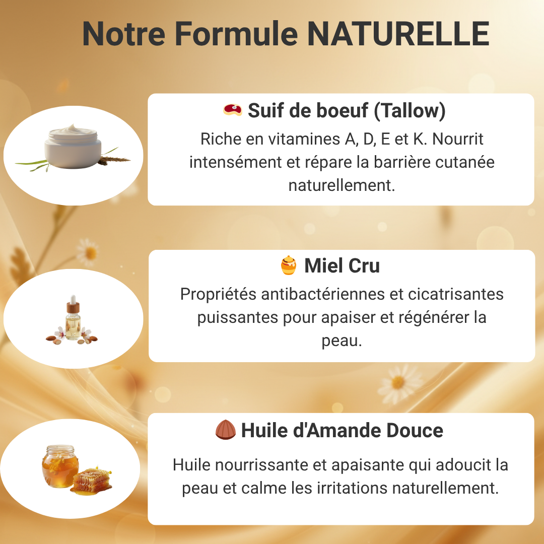 Baume pour le visage au suif et au miel brut